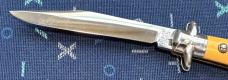 Colonial Shur-Snap Bowtie Fishtail Switchblade Knife, Custom Yellow Cream Micarta Scale