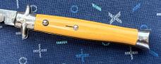 Colonial Shur-Snap Bowtie Fishtail Switchblade Knife, Custom Yellow Cream Micarta Scale