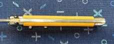 Colonial Shur-Snap Bowtie Fishtail Switchblade Knife, Custom Yellow Cream Micarta Scale