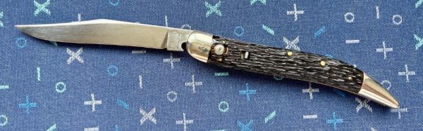 Queen Cutlery Company Toothpick Switchblade Knife, Black Jigged Synthetic Handle