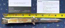 AGA Campolin 9 Inch Switchblade Lockback Knife, Great Horn, S Guard, Dagger Blade, Italy, Unused 