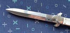 AGA Campolin 9 Inch Switchblade Lockback Knife, Great Horn, S Guard, Dagger Blade, Italy, Unused 