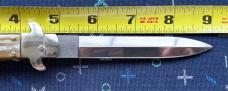 AGA Campolin 9 Inch Switchblade Lockback Knife, Great Horn, S Guard, Dagger Blade, Italy, Unused 