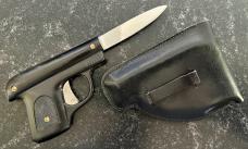 Vintage Pistol Switchblade Knife With Original Holster Sheath, France, Unused.