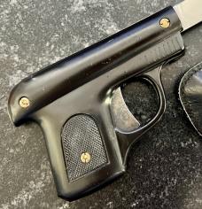 Vintage Pistol Switchblade Knife With Original Holster Sheath, France, Unused.