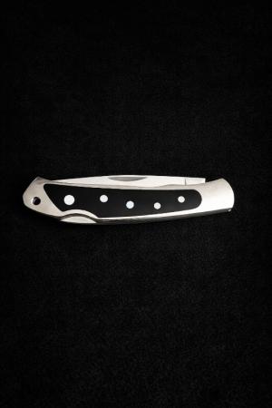 DISCONTINUED MOKI SERAPIS LOCK-BACK WITH BLACK MICARTA AND INLAID MOP DOTS (free shipping)