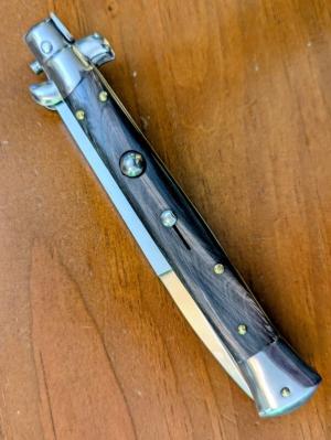 FRANK BELTRAME 28CM/11inch BAYONET BLADE BUFFALO HORN AUTOMATIC STILETTO...NEW 