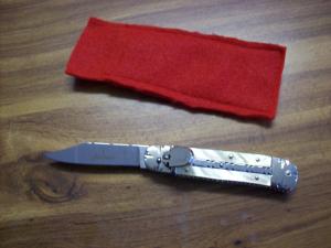 Hubertus Knife Solingen Germany Small Custom 08 Rare Gold Lip Pearl 1 of 1 Vessella UNUSED! 