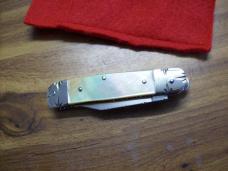Hubertus Knife Solingen Germany Small Custom 08 Rare Gold Lip Pearl 1 of 1 Vessella UNUSED! 
