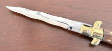 Vintage 9 Inch Switchblade Knife, Kris Blade and Wood Scales, Italy 