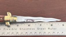 Vintage 9 Inch Switchblade Knife, Kris Blade and Wood Scales, Italy 
