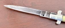 Old 8 Inch Picklock Switchblade Knife, Nice Horn Scales and Heavily Used Blade, Italy 