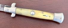 Old 8 Inch Picklock Switchblade Knife, Nice Horn Scales and Heavily Used Blade, Italy 