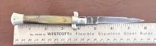 Old 8 Inch Picklock Switchblade Knife, Nice Horn Scales and Heavily Used Blade, Italy 