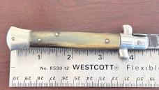 Old 8 Inch Picklock Switchblade Knife, Nice Horn Scales and Heavily Used Blade, Italy 