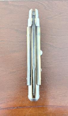 Old 8 Inch Picklock Switchblade Knife, Nice Horn Scales and Heavily Used Blade, Italy 