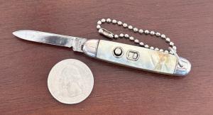 Imperial Jackomatic Keychain Switchblade Knife Boat Bar Advertisement On Back Scale