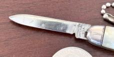 Imperial Jackomatic Keychain Switchblade Knife, Boat Bar Advertisement On Back Scale