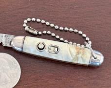 Imperial Jackomatic Keychain Switchblade Knife, Boat Bar Advertisement On Back Scale
