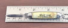 Imperial Jackomatic Keychain Switchblade Knife, Boat Bar Advertisement On Back Scale