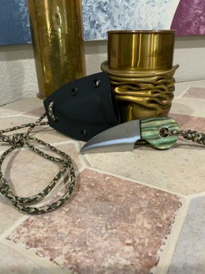 Bonehead Beartooth Carbon Steel Neck Knife w/Lanyard & Kydex Sheath