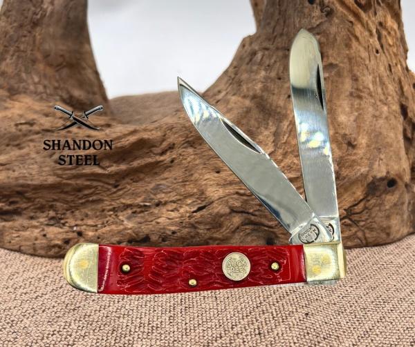 Buck Creek German Stainless Red Bone Trapper Two Blade Folding Pocket Knife -128 Buck Creek German Stainless Red Bone Trapper Two Blade Folding Pocket Knife -128