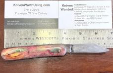 Edgemaster FatJack Switchblade Knife, Maroon Swirl Plastic Scales, Used 