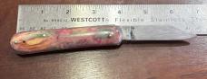 Edgemaster FatJack Switchblade Knife, Maroon Swirl Plastic Scales, Used 