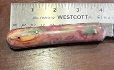 Edgemaster FatJack Switchblade Knife, Maroon Swirl Plastic Scales, Used 