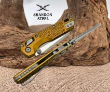 Microtech MSI RAM LOK Mini Tan Frag Aluminum Handles w/ Apocalyptic M390MK 210M-10APFRTA