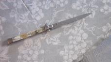New 13" Italian Stiletto Zebu Horn Bayonet grind Blade full lined nickel/silver bolsters.