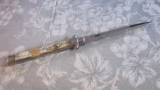 New 13" Italian Stiletto Zebu Horn Bayonet grind Blade full lined nickel/silver bolsters.