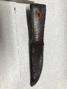  KINFOLKS USA 933 Small Leather Handle Fixed Blade Knife And A Sheath