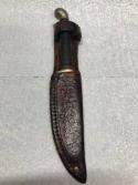 KINFOLKS USA 933 Small Leather Handle Fixed Blade Knife And A Sheath