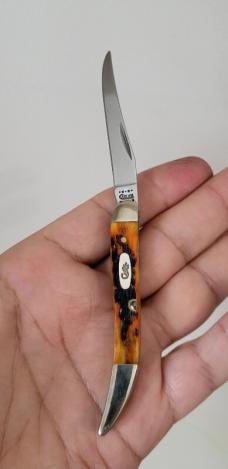 Case XX USA Tiny Toothpick Autumn Peach Seed Jigged Bone, 5 dot (2000)