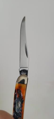 Case XX USA Tiny Toothpick Autumn Peach Seed Jigged Bone, 5 dot (2000)