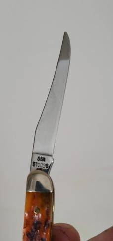 Case XX USA Tiny Toothpick Autumn Peach Seed Jigged Bone, 5 dot (2000)
