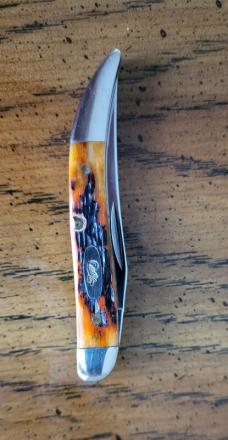 Case XX USA Tiny Toothpick Autumn Peach Seed Jigged Bone, 5 dot (2000)
