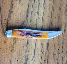 Case XX USA Tiny Toothpick Autumn Peach Seed Jigged Bone, 5 dot (2000)