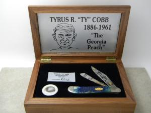 Case XX USA 86240 "Ty Cobb Georgia Peach" Pick Bone Trapper Knife in Wood Display