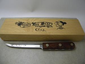 Case XX USA "Where's the Beef" Wood Concave Ground Fixed Blade Knife NIB