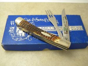 Case XX SS USA 5 Dot Bone 6251FK Case Collector's Club Banana Trapper Knife NIB