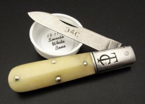 1/25 GEC #15 TC Ancient Sawyer Barlow Smooth White Bone Campagna SFO Great Eastern Cutlery 15x118