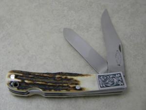 Wayne Clay Custom Maker Stag 2 Blade Lockback Knife