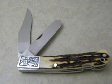 Wayne Clay Custom Maker Stag 2 Blade Lockback Knife