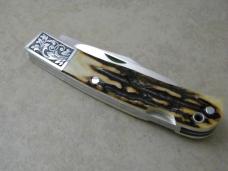 Wayne Clay Custom Maker Stag 2 Blade Lockback Knife