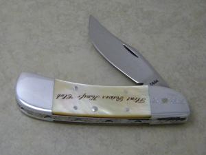 Ray Cook (Flint River Knife Club) 9th Annual Show Gold Lip Pearl Folding Knife
