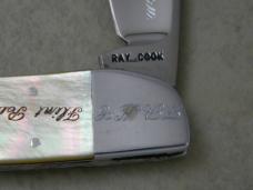 Ray Cook (Flint River Knife Club) 9th Annual Show Gold Lip Pearl Folding Knife
