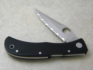 Spyderco Jess Horn Designed AUS-8 Japan Black Micarta Serrated Folding Lockback Knife 
