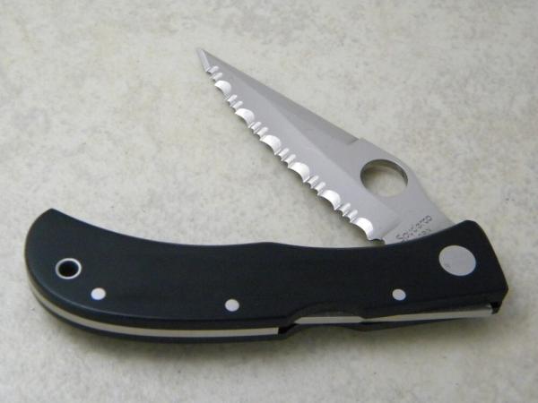 Spyderco Jess Horn Designed AUS-8 Japan Black Micarta Serrated Folding Lockback Knife Spyderco Jess Horn Designed AUS-8 Japan Black Micarta Serrated Folding Lockback Knife